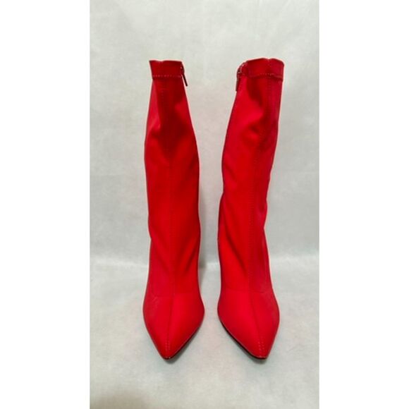 Boohoo Ankle Sock Top Slip-On Stiletto Nylon Bootie Sz 7M - Picture 2 of 5